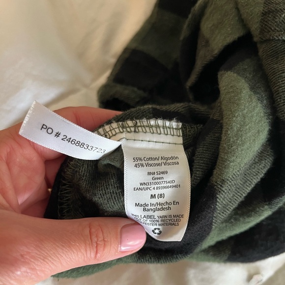 Kids green and black plaid flannel button down shirt - Picture 2 of 4